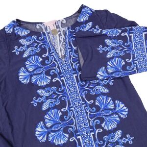 LILLY PULITZER Women's Size Medium Bright Navy Twice As Nice Harlow Tunic Dress
